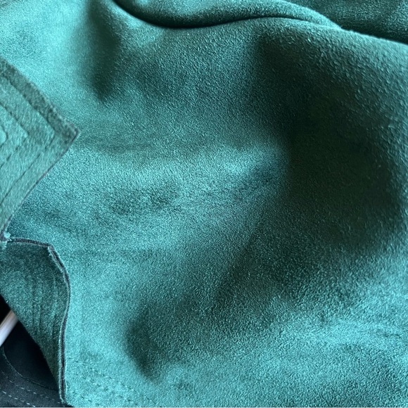 NWT Philosophy Faux Leather Suede Open Front Hunter Green Duster Coat Medium - Picture 10 of 14